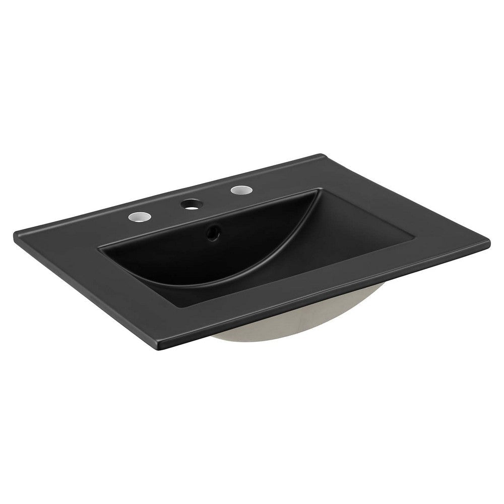 Modway Steamforge 24’’ Industrial Modern Bathroom Vanity Black with Ceramic Sink Basin MDY-EEI-6414-BLK-BLK