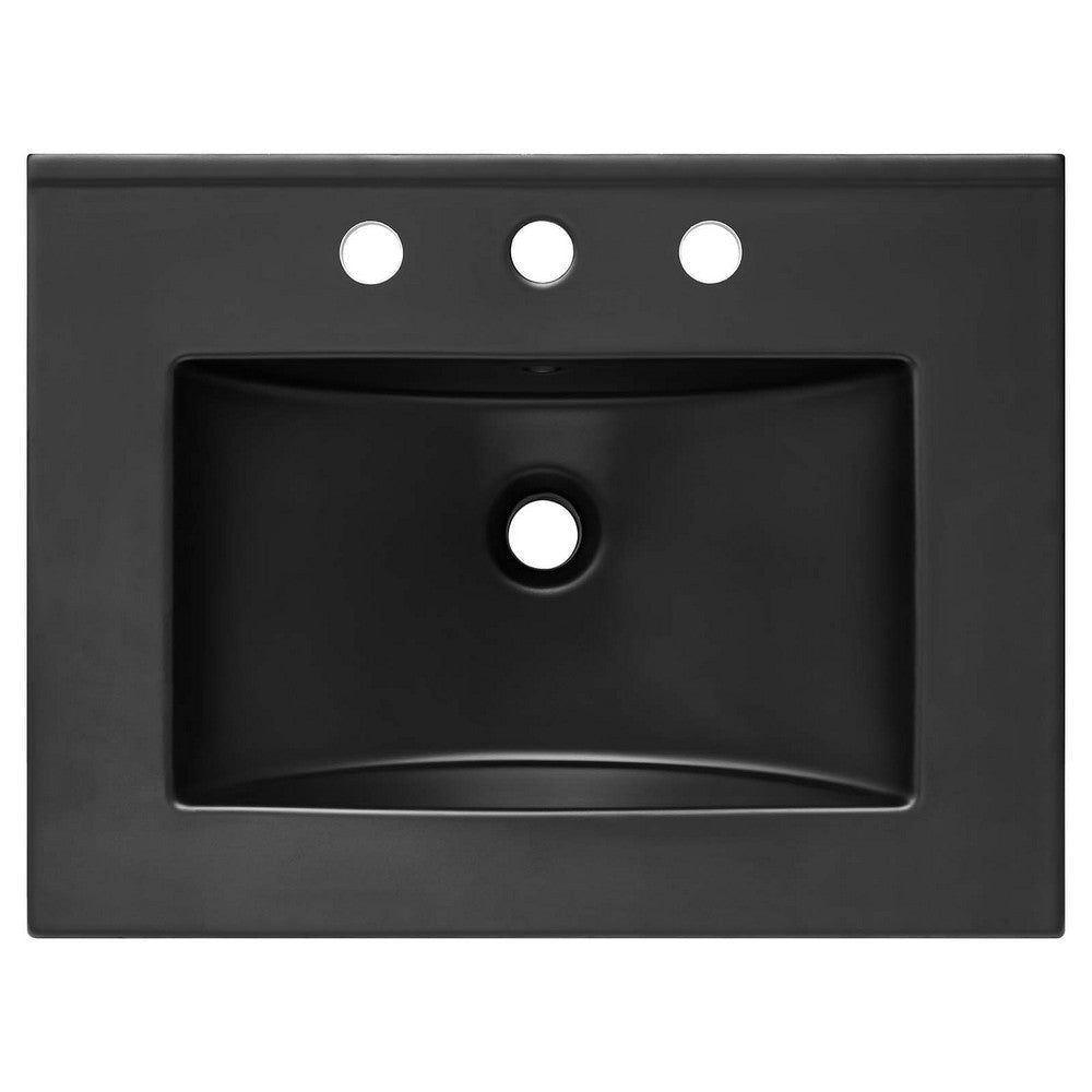 Modway Steamforge 24’’ Industrial Modern Bathroom Vanity Black with Ceramic Sink Basin MDY-EEI-6414-BLK-BLK