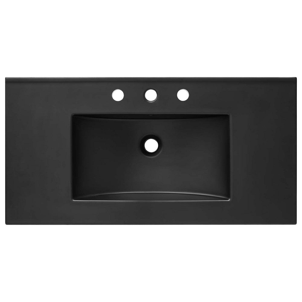 Modway Steamforge 36’’ Industrial Modern Bathroom Vanity Black with Ceramic Sink Basin MDY-EEI-6418-BLK-BLK