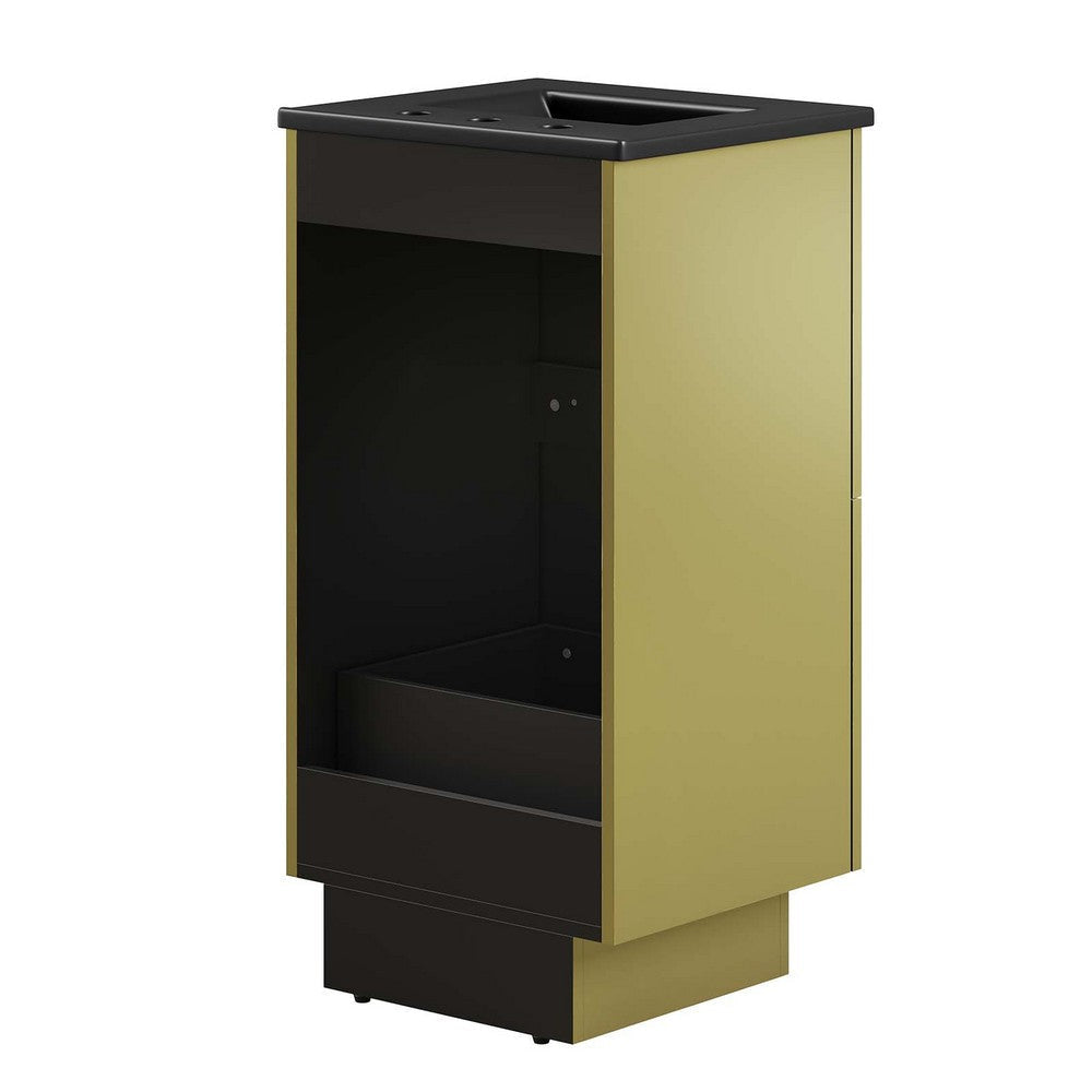 Modway Quantum Modern Bathroom Vanity with Ceramic Sink Basin and Storage Drawer 18’’ Black Gold MDY-EEI-6424-BLK-GLD