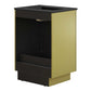 Modway Quantum Modern Bathroom Vanity with Ceramic Sink Basin and Storage Drawer 24’’ Black Gold MDY-EEI-6426-BLK-GLD