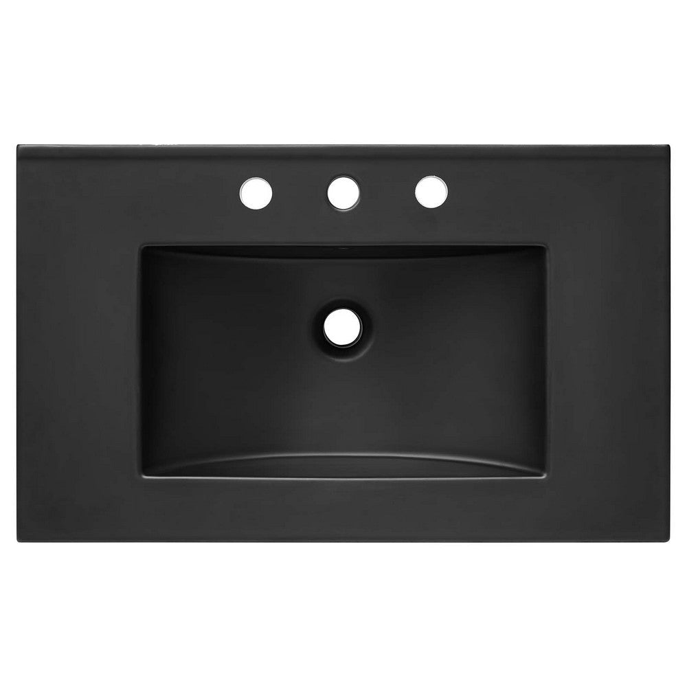 Modway Quantum Modern Bathroom Vanity with Ceramic Sink Basin and Storage Drawer 30’’ Black Gold MDY-EEI-6428-BLK-GLD