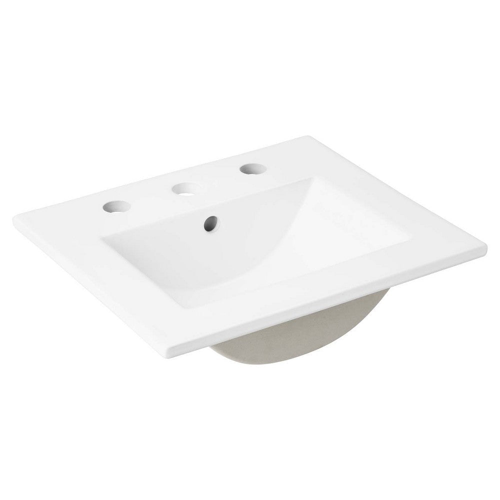 Modway Elysian 18’’ Wood Bathroom Vanity in White Burl with Ceramic Sink Basin MDY-EEI-6435-WHI-BUR