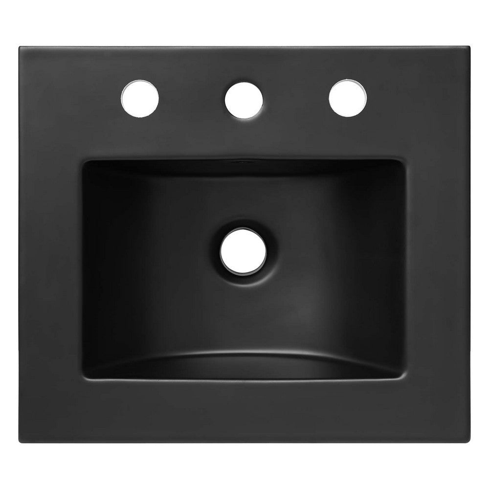 Modway Elysian 18’’ Wood Bathroom Vanity in Black Burl with Ceramic Sink Basin MDY-EEI-6437-BLK-BUR