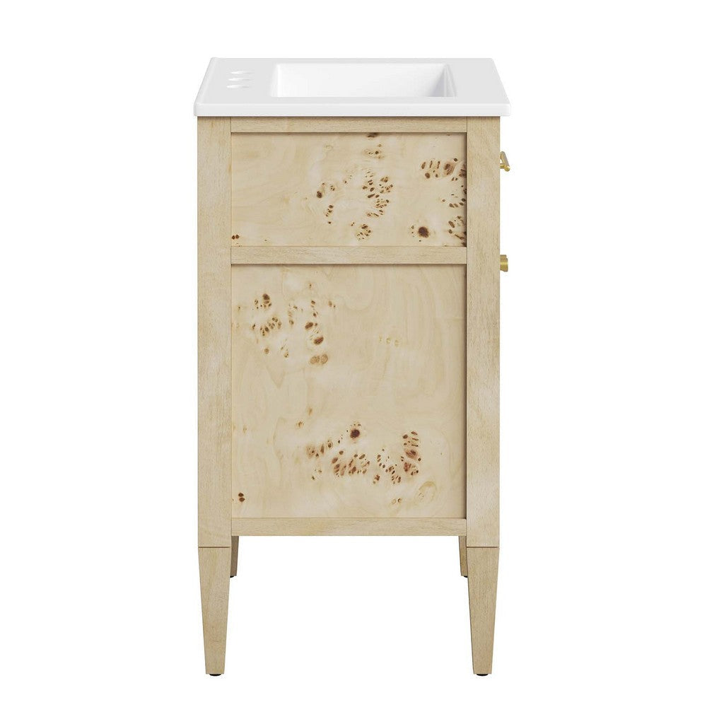 Modway Elysian 24’’ Wood Bathroom Vanity in White Burl with Ceramic Sink Basin MDY-EEI-6439-WHI-BUR