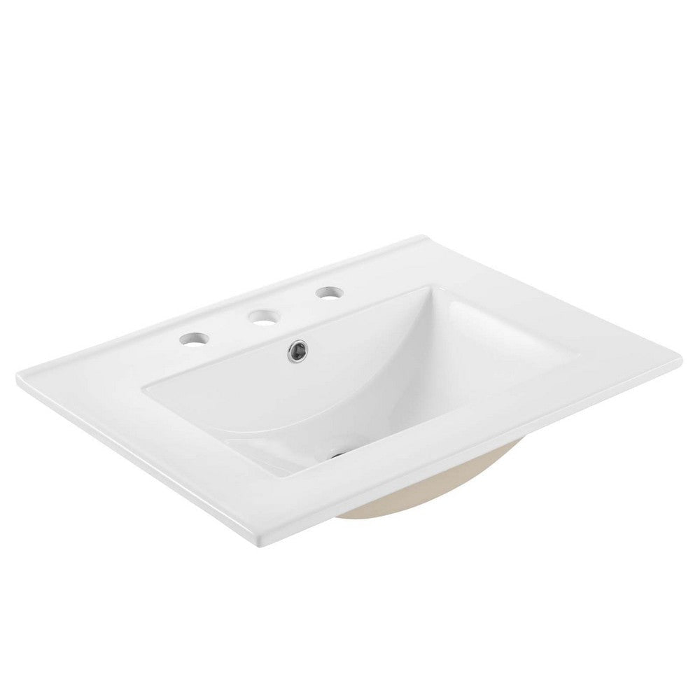 Modway Elysian 24’’ Wood Bathroom Vanity in White Burl with Ceramic Sink Basin MDY-EEI-6439-WHI-BUR