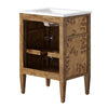 Modway Elysian 24’’ Burl Wood Bathroom Vanity in White Brown with Ceramic Sink Basin MDY-EEI-6440-WHI-BRN