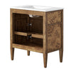 Modway Elysian 30’’ Burl Wood Bathroom Vanity in White Brown with Ceramic Sink Basin MDY-EEI-6444-WHI-BRN