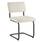 Modway Parity Mid-Century Modern Boucle Upholstered Dining Side Chairs in Black Ivory-Set of 2 with Metal Sled Base