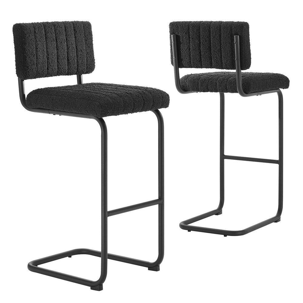 Modway EEI-6473-BLK-BLK Parity Boucle Bar Stools - Set of 2 Black Black MDY-EEI-6473-BLK-BLK