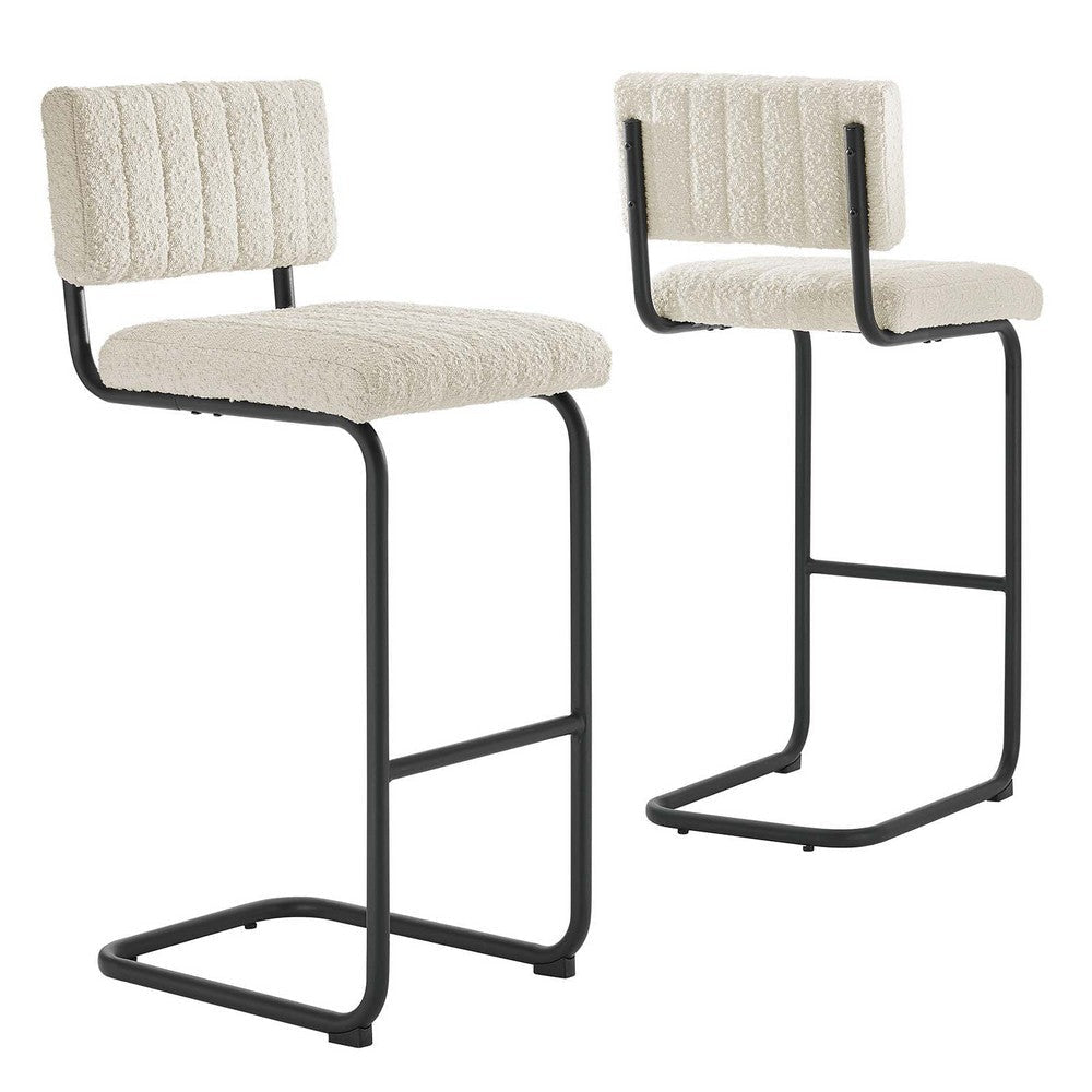 Modway EEI-6473-BLK-IVO Parity Boucle Bar Stools - Set of 2 Black Ivory MDY-EEI-6473-BLK-IVO