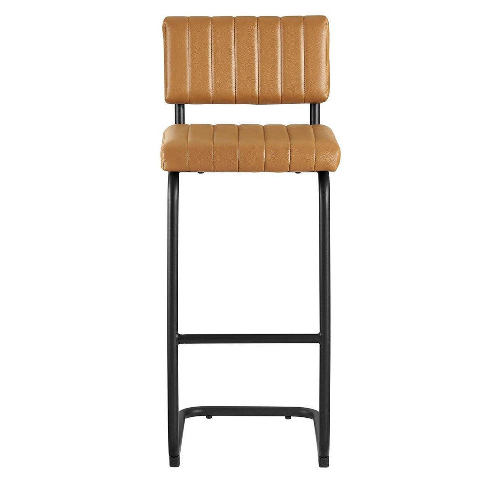 Parity Vegan Leather Bar Stools - Set of 2 - No Shipping Charges MDY-EEI-6474-BLK-TAN