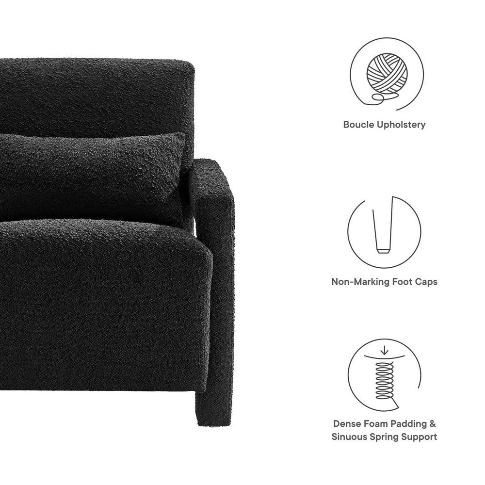 Mirage Boucle Upholstered Armchair - No Shipping Charges MDY-EEI-6475-BLK