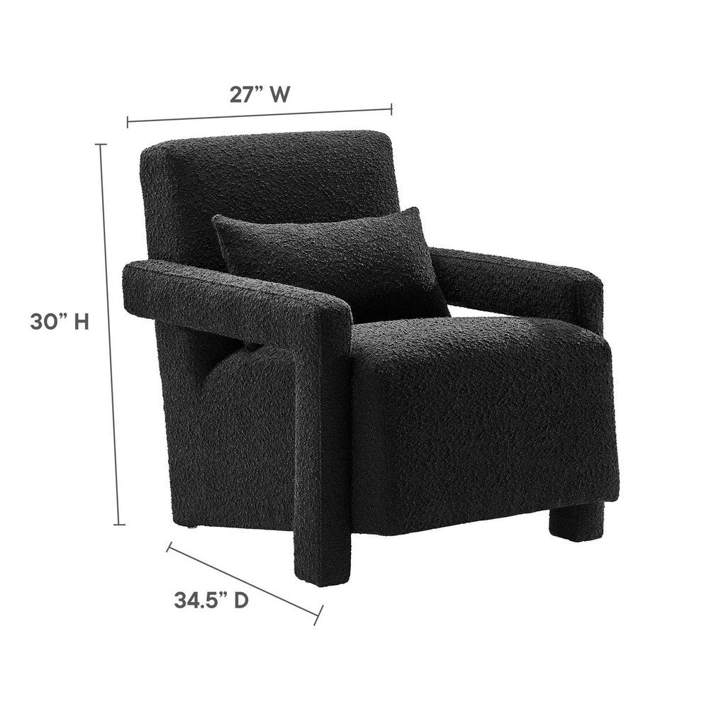 Mirage Boucle Upholstered Armchair - No Shipping Charges MDY-EEI-6475-BLK