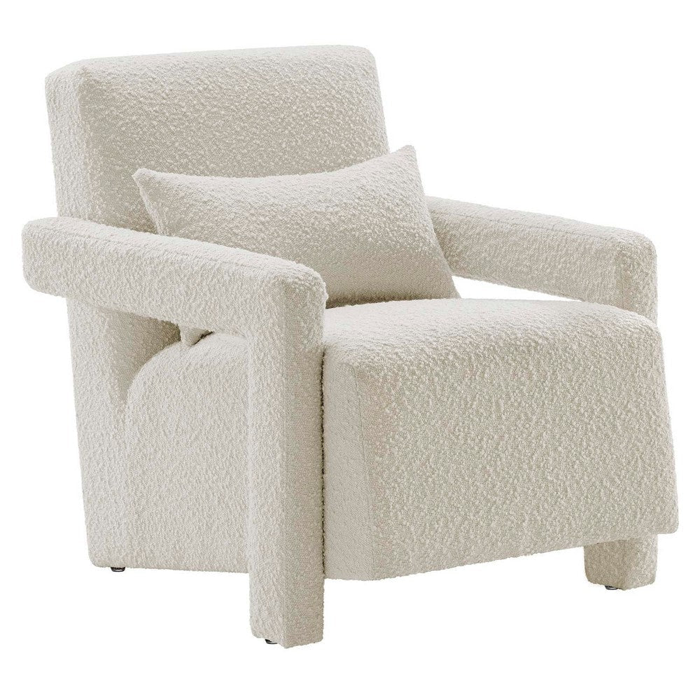 Modway Mirage Boucle Upholstered Living Room Accent Armchair in Ivory