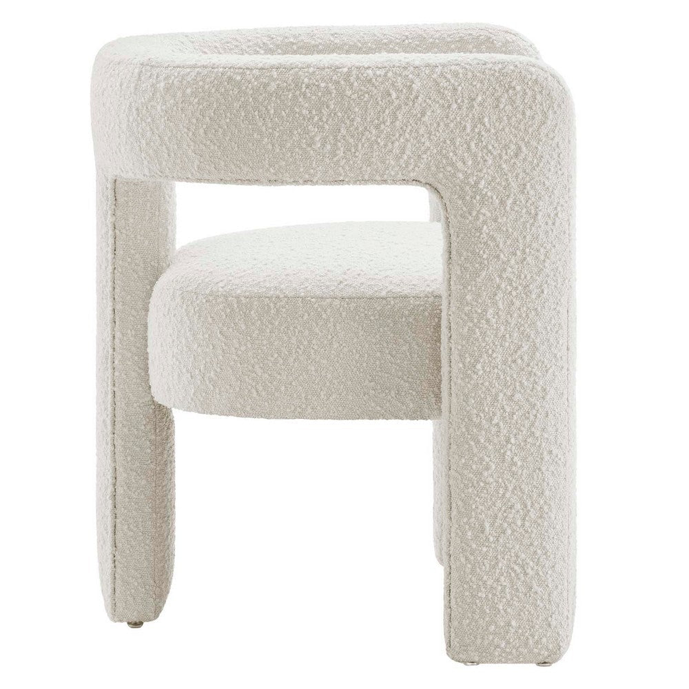 Modway Kayla Boucle Fabric Upholstered Living Room Accent Armchair in Ivory MDY-EEI-6479-IVO