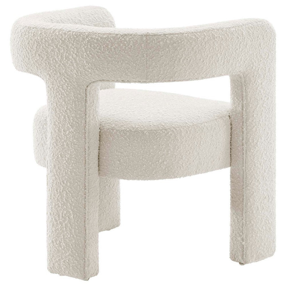 Modway Kayla Boucle Fabric Upholstered Living Room Accent Armchair in Ivory MDY-EEI-6479-IVO