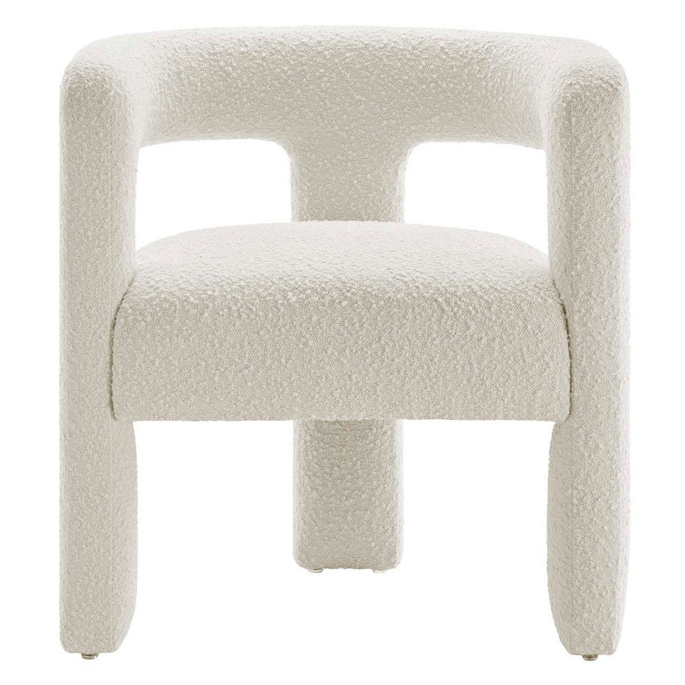 Modway Kayla Boucle Fabric Upholstered Living Room Accent Armchair in Ivory MDY-EEI-6479-IVO