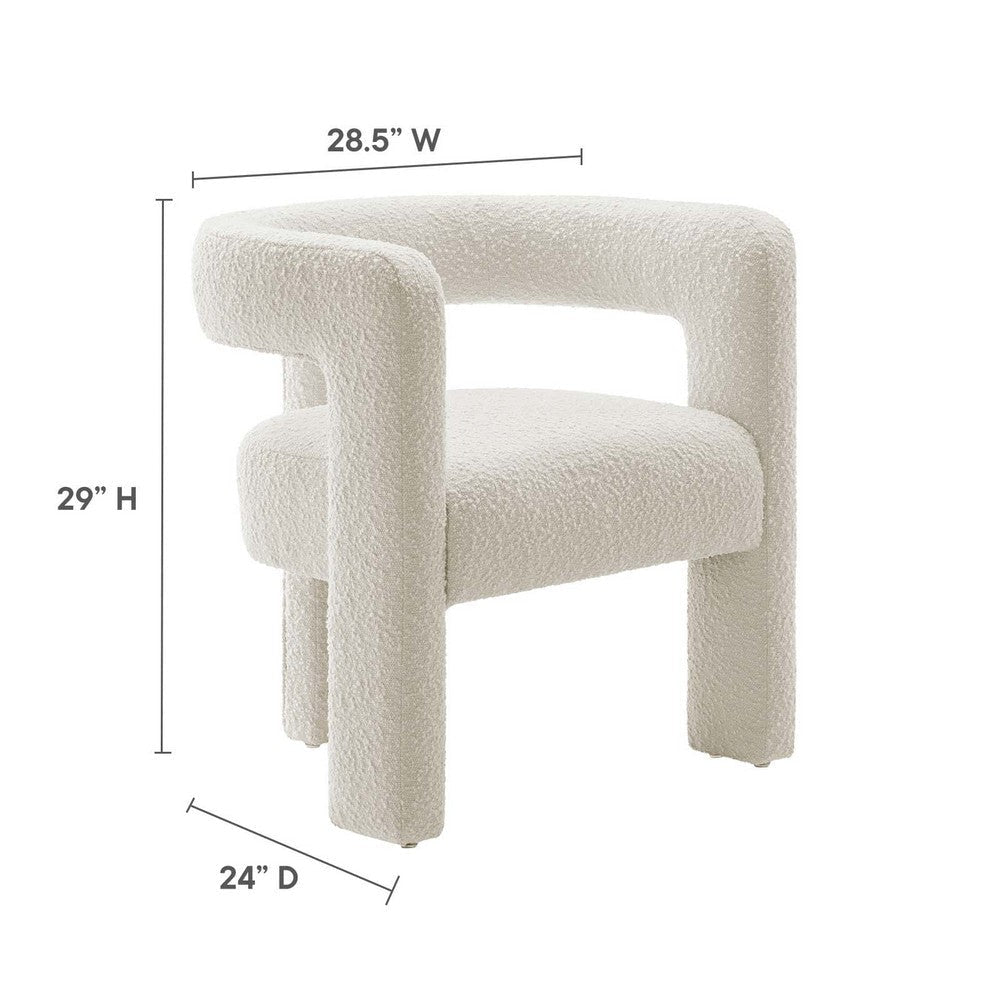 Modway Kayla Boucle Fabric Upholstered Living Room Accent Armchair in Ivory MDY-EEI-6479-IVO