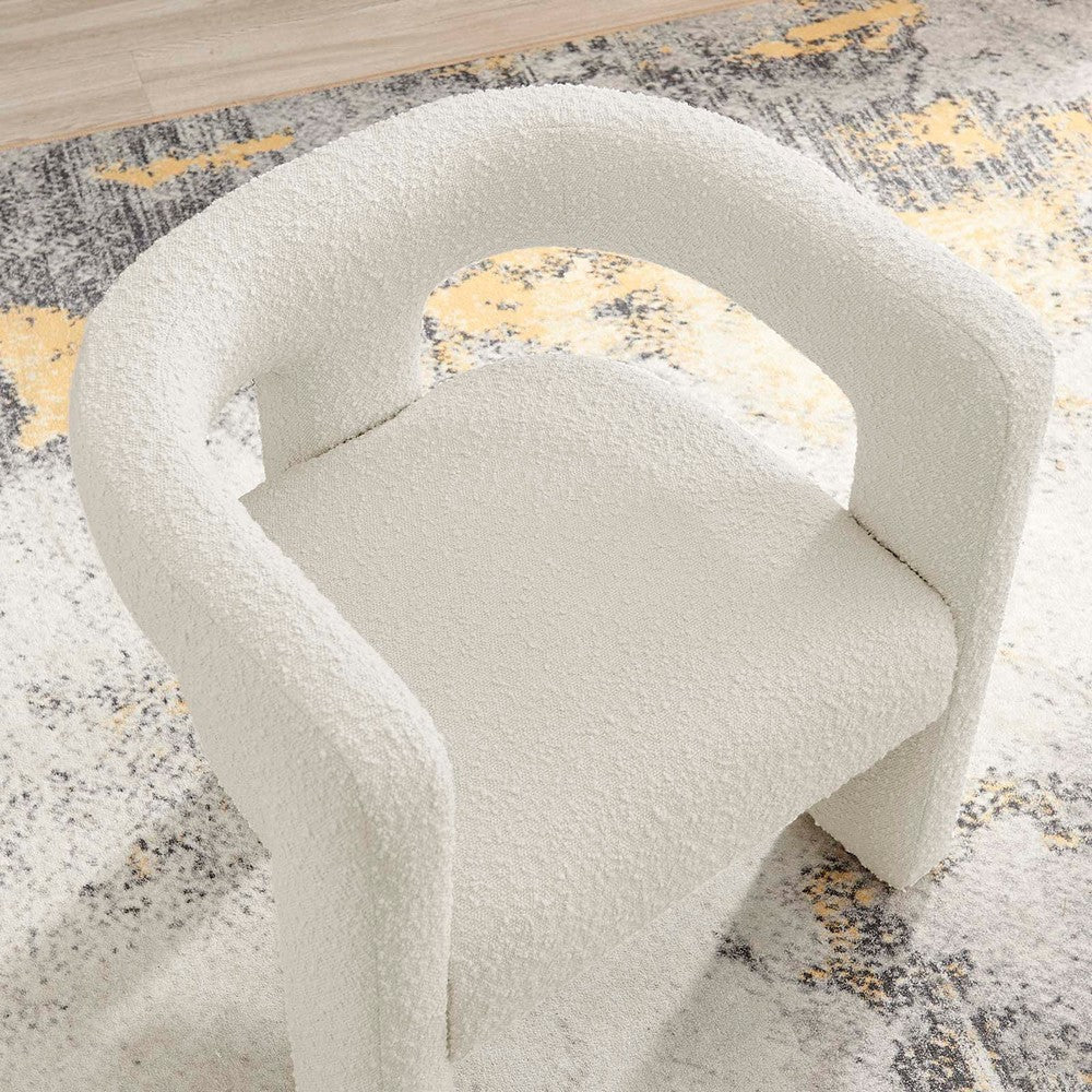 Kayla Boucle Upholstered Armchair - No Shipping Charges MDY-EEI-6479-IVO