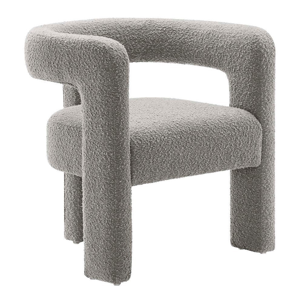 Modway Kayla Boucle Fabric Upholstered Living Room Accent Armchair in Light Gray