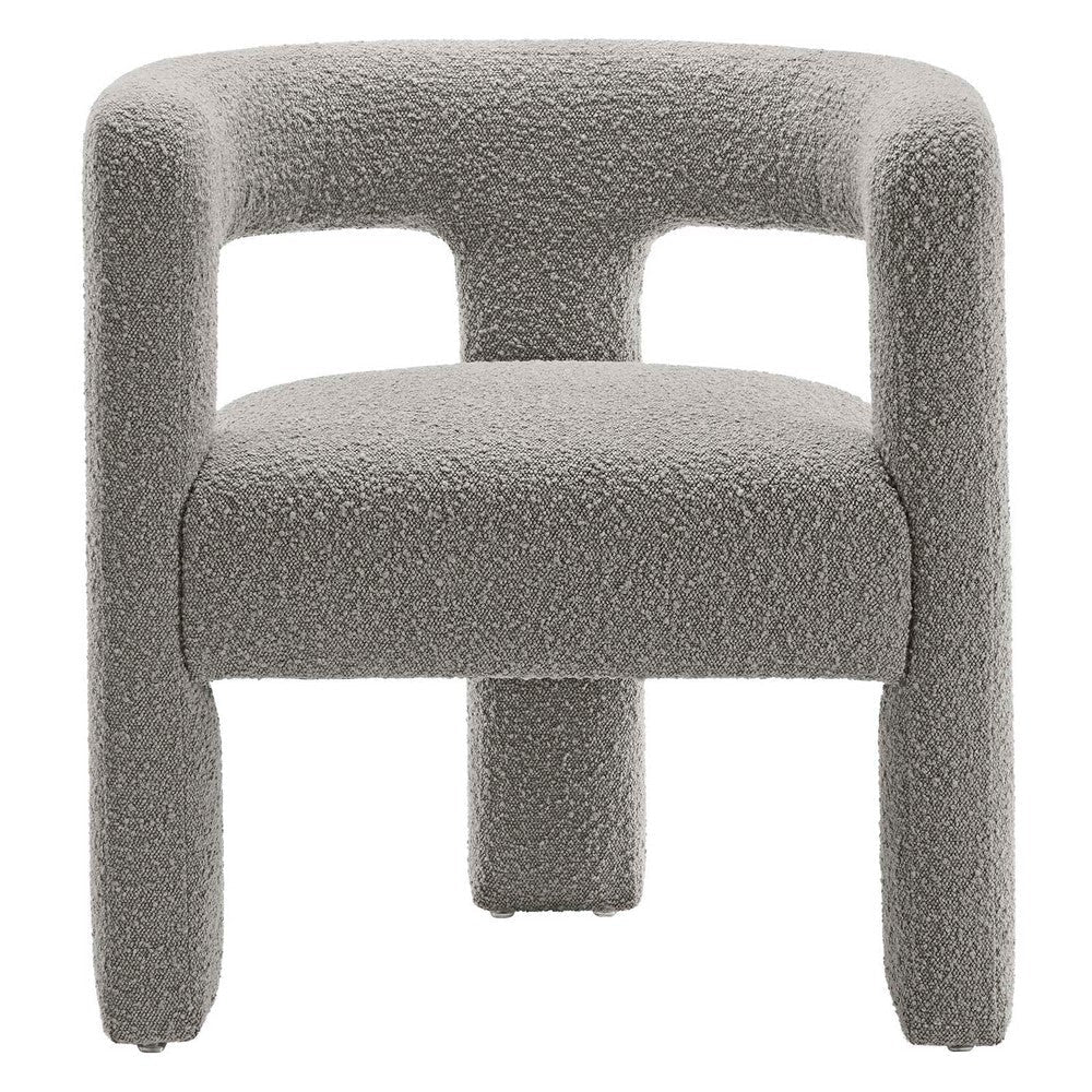 Modway Kayla Boucle Fabric Upholstered Living Room Accent Armchair in Light Gray MDY-EEI-6479-LGR