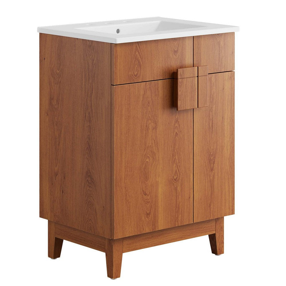 Modway Miles Vanity, 24 Inch, White Walnut