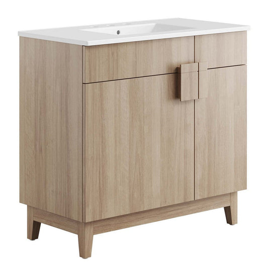 Modway Miles Vanity, 36 Inch, White Oak