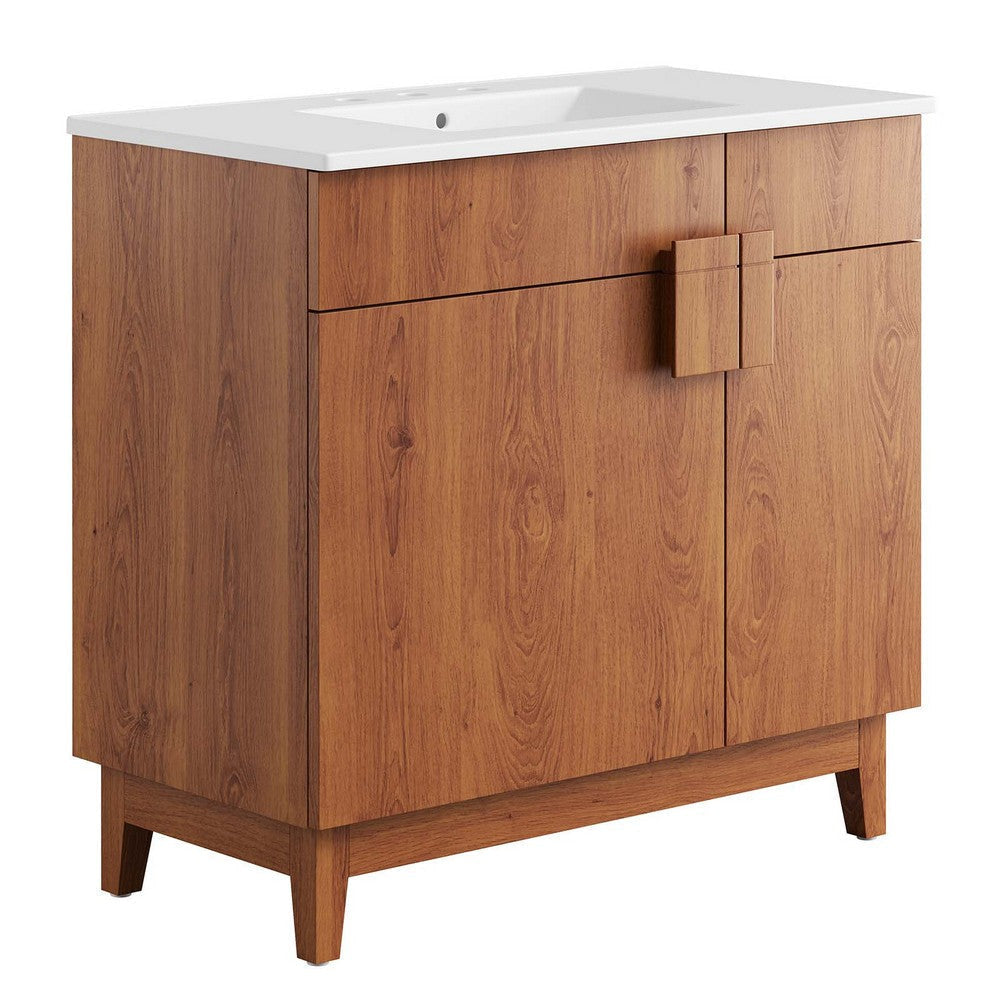 Modway Miles Vanity, 36 Inch, White Walnut