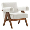 Modway Lyra Living Room Modern Accent Lounge Chair with Boucle Fabric in Ivory