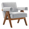 Modway Lyra Living Room Modern Accent Lounge Chair with Heathered Light Gray Fabric