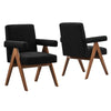 Modway Lyra Dining Room Chair with Boucle Fabric in Black-Set of 2