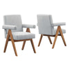 Modway Lyra Dining Room Chair with Heathered Woven Light Gray Fabric-Set of 2