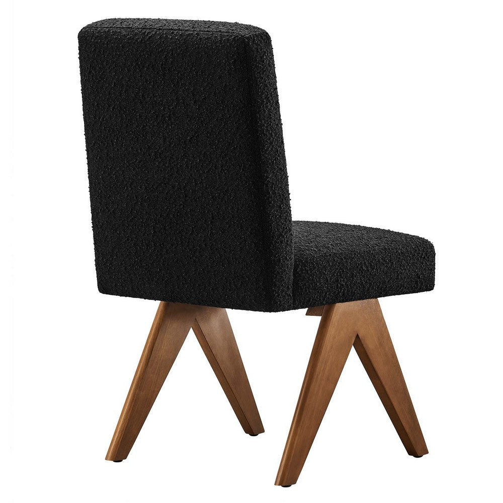 Modway Lyra Dining Room Side Chair in Boucle Upholstery in Black-Set of 2 MDY-EEI-6508-BLK