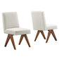 Modway Lyra Dining Room Side Chair in Boucle Upholstery in Ivory-Set of 2