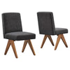 Modway Lyra Dining Room Side Chair with Heathered Woven, Set of 2, Dark Gray Fabric