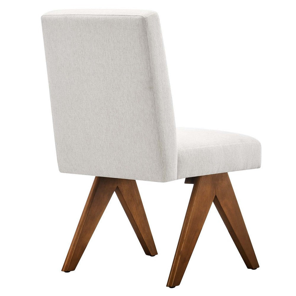 Modway Lyra Dining Room Side Chair with Heathered Woven Set of 2 Ivory Fabric MDY-EEI-6509-HEI