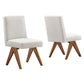 Modway Lyra Dining Room Side Chair with Heathered Woven, Set of 2, Ivory Fabric