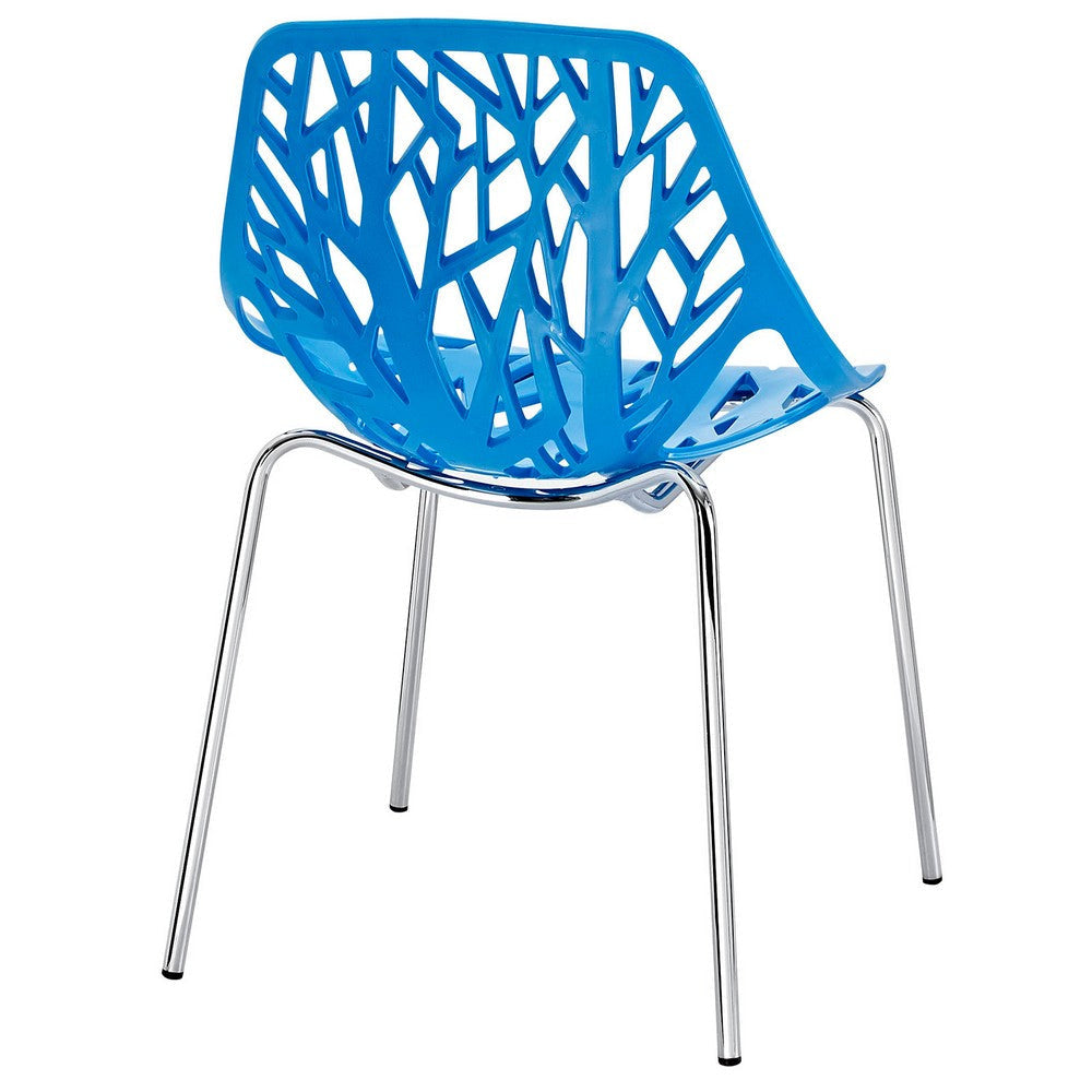 Modway Stencil Modern Stacking Kitchen and Dining Room Chair in Blue MDY-EEI-651-BLU