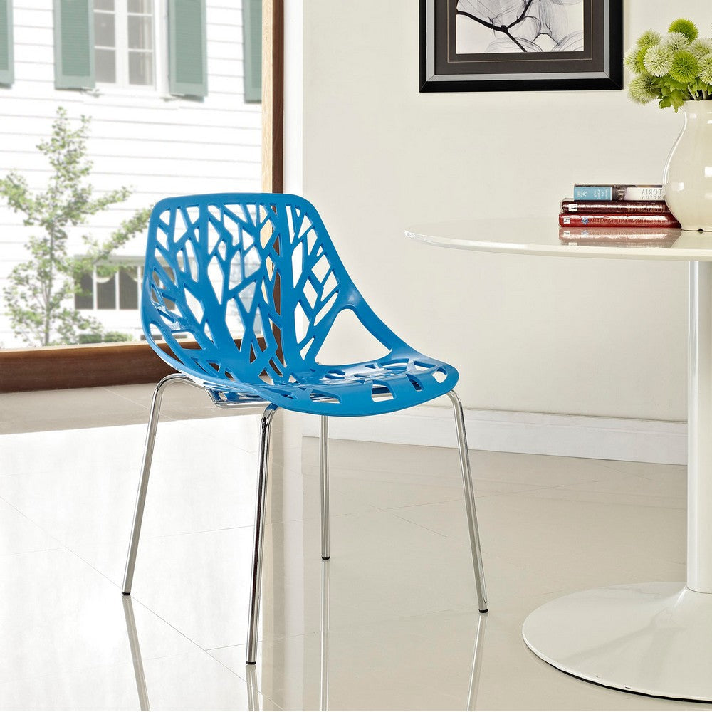 Modway Stencil Modern Stacking Kitchen and Dining Room Chair in Blue MDY-EEI-651-BLU