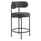 Modway EEI-6518-CHA-BLK Albie Boucle Fabric Counter Stools - Set of 2 Charcoal Black MDY-EEI-6518-CHA-BLK