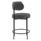 Modway EEI-6518-CHA-BLK Albie Boucle Fabric Counter Stools - Set of 2 Charcoal Black MDY-EEI-6518-CHA-BLK