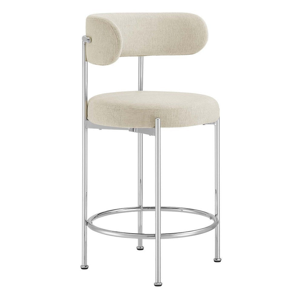 Albie Fabric Counter Stools - Set of 2 - No Shipping Charges MDY-EEI-6519-BEI-SLV