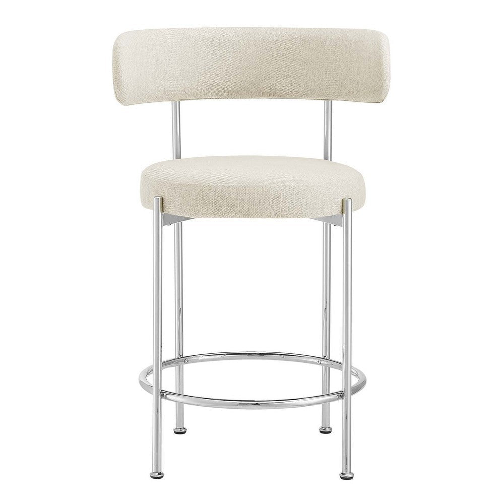 Albie Fabric Counter Stools - Set of 2 - No Shipping Charges MDY-EEI-6519-BEI-SLV