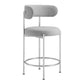 Modway EEI-6519-GRY-SLV Albie Fabric Counter Stools - Set of 2 Gray Silver MDY-EEI-6519-GRY-SLV