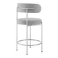 Modway EEI-6519-GRY-SLV Albie Fabric Counter Stools - Set of 2 Gray Silver MDY-EEI-6519-GRY-SLV