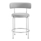 Modway EEI-6519-GRY-SLV Albie Fabric Counter Stools - Set of 2 Gray Silver MDY-EEI-6519-GRY-SLV