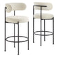 Modway EEI-6520-IVO-BLK Albie Boucle Fabric Bar Stools - Set of 2, Ivory Black