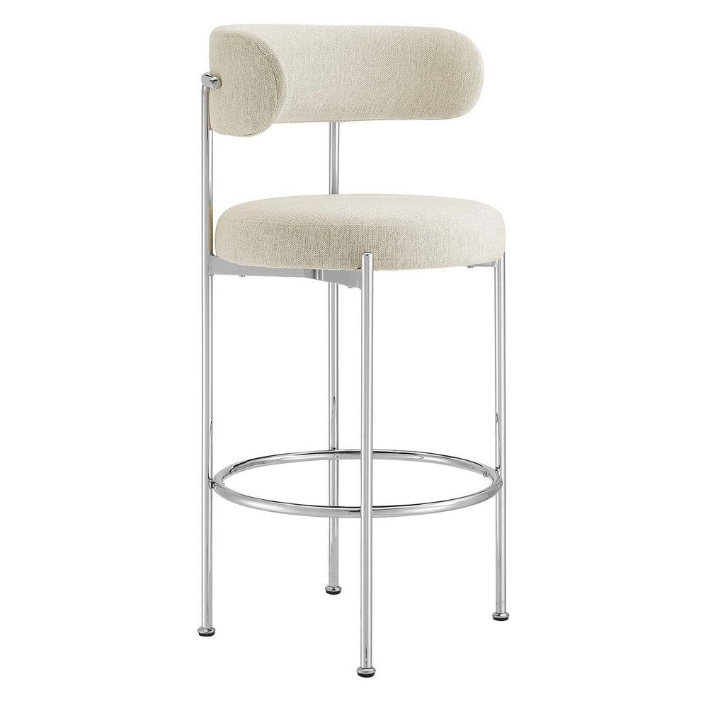 Albie Fabric Bar Stools - Set of 2 - No Shipping Charges MDY-EEI-6521-BEI-SLV