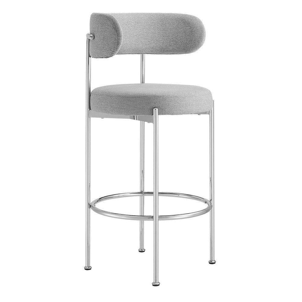 Modway EEI-6521-GRY-SLV Albie Fabric Bar Stools - Set of 2 Gray Silver MDY-EEI-6521-GRY-SLV